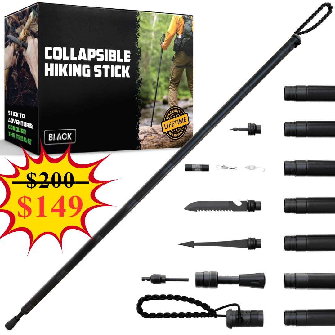 Tactical Hiking Stick w/ Integrated Survival Kit
