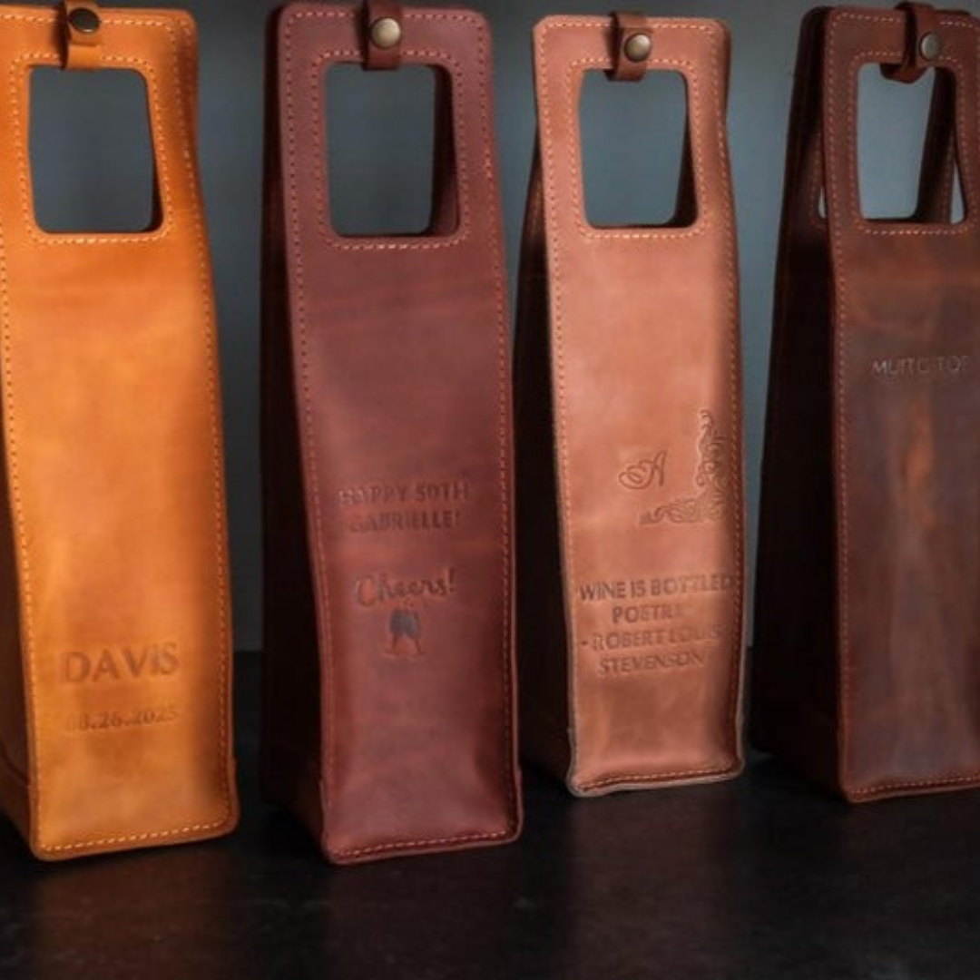 Vintage Leather Wine Bag
