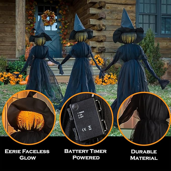 Lighted Halloween Witch Stakes