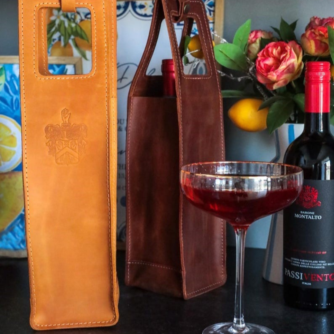 Vintage Leather Wine Bag