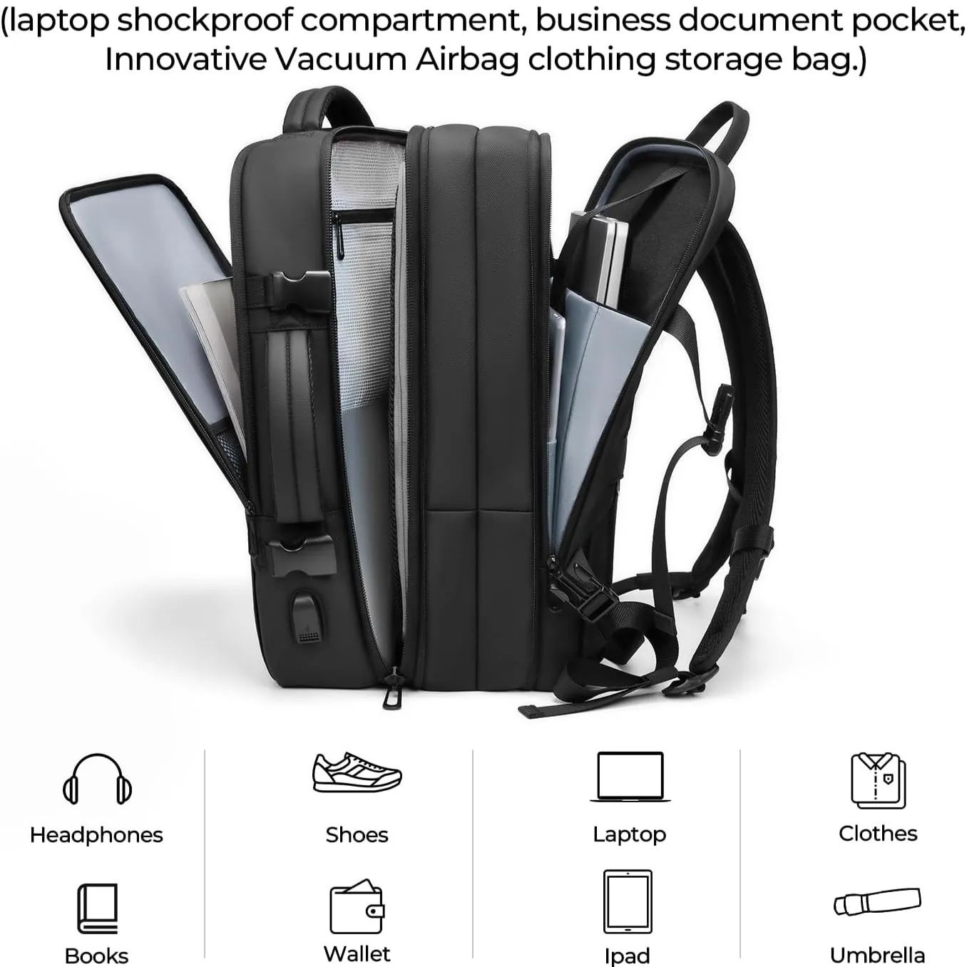 60L Vacuum Compression Travel Backpack