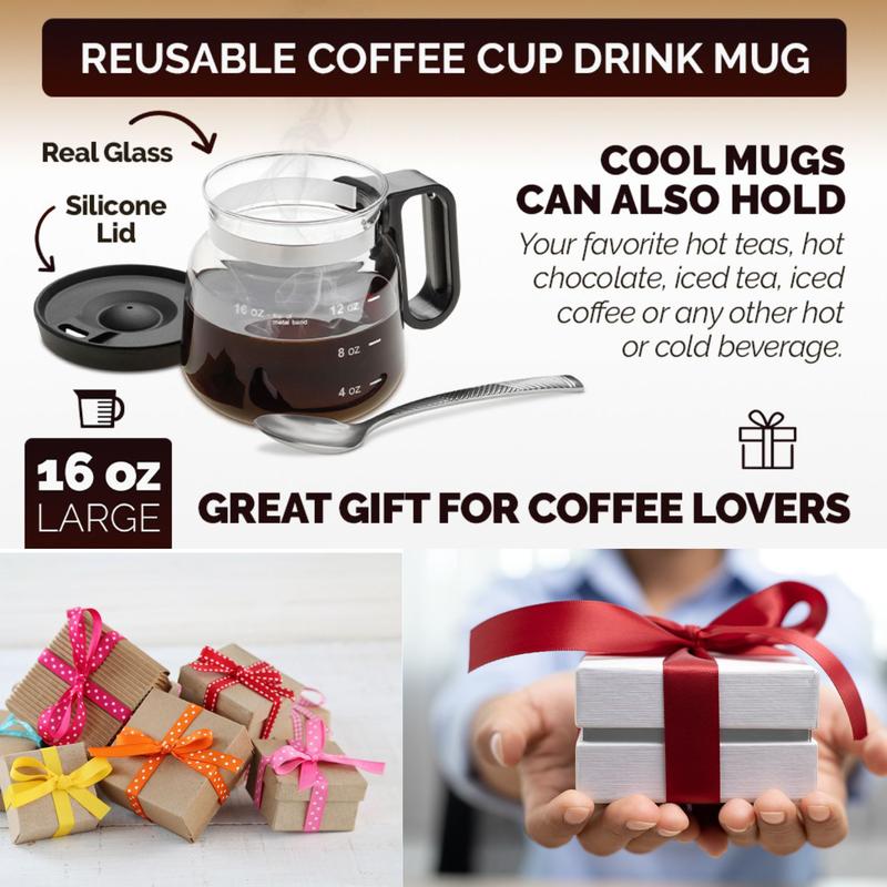 16 Oz Glass Coffee Mug