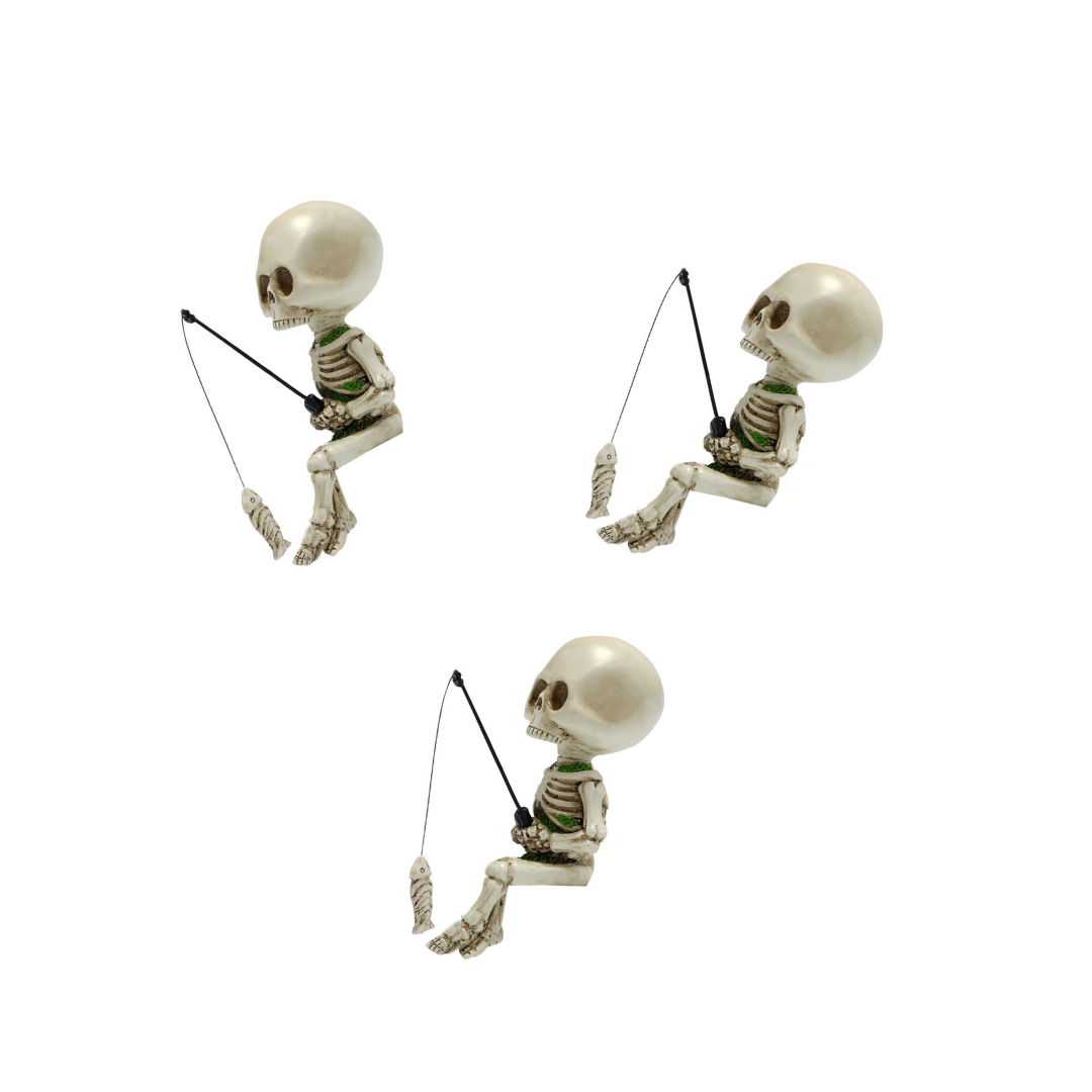 Fishing Skeleton Garden Statue