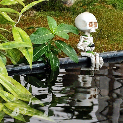 Fishing Skeleton Garden Statue