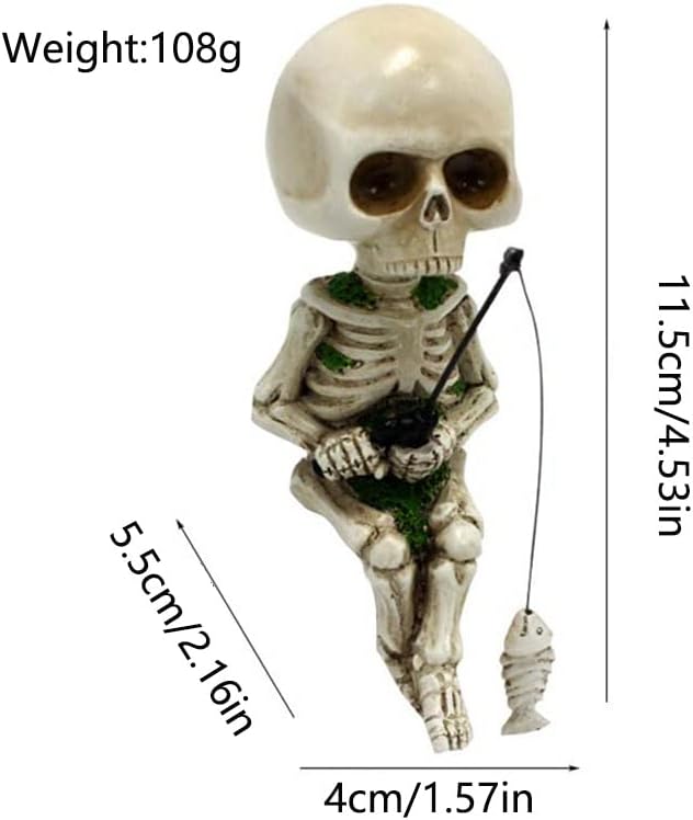 Fishing Skeleton Garden Statue