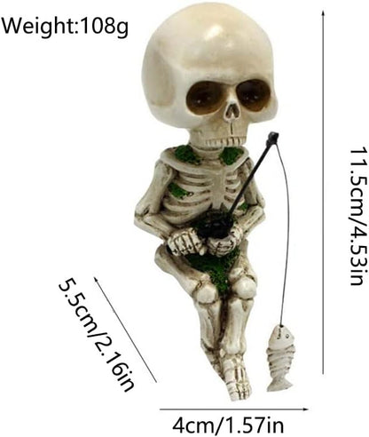 Fishing Skeleton Garden Statue