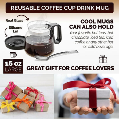 16 Oz Glass Coffee Mug