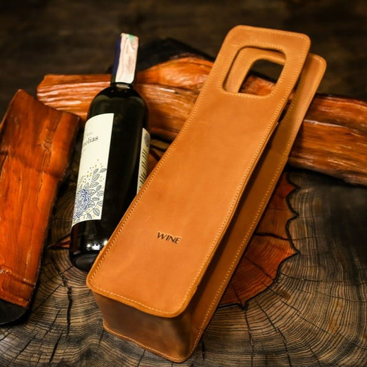 Vintage Leather Wine Bag